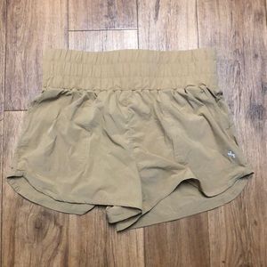 High waisted light brown athletic shorts